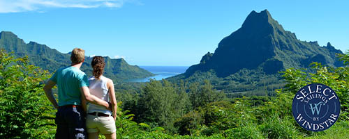 Couple taking in the view in Tahiti